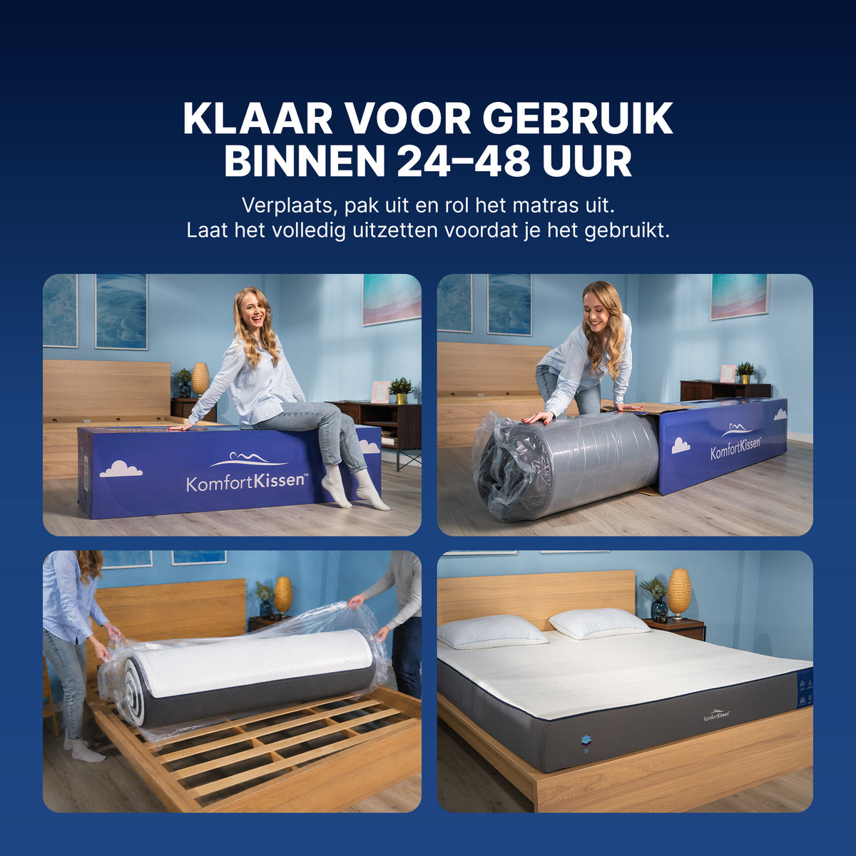 Het matras uitpakken